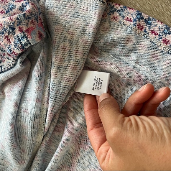 Allison Daley Artistic Dusty Blue and Pink Open Front Cardigan Sweater SZ L NWT - Picture 6 of 6